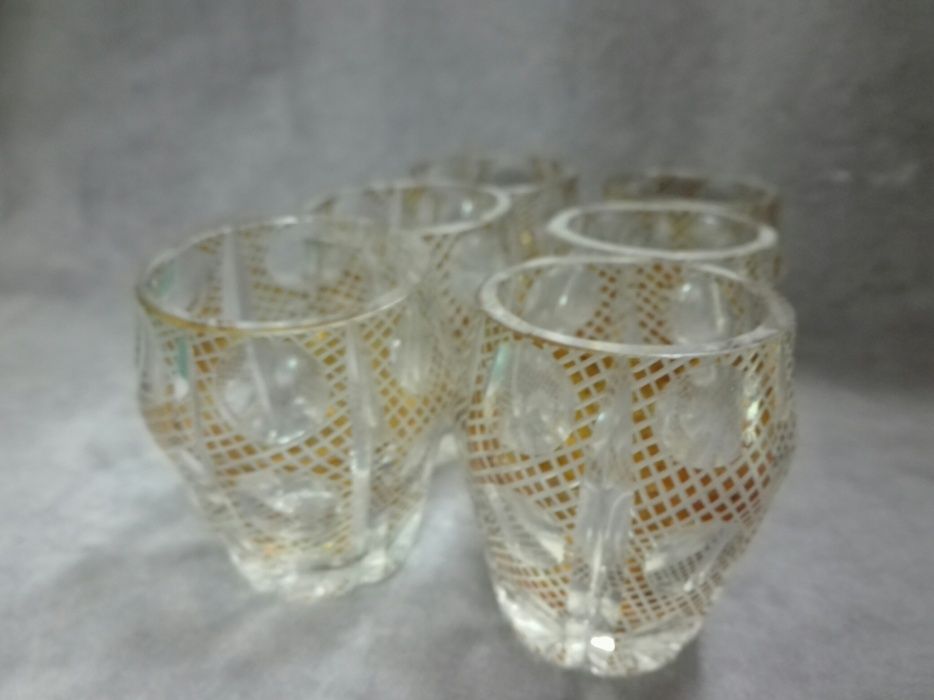 Karafka oraz 6 kieliszków - huta Josephine Szklarska Poręba - XIX wiek