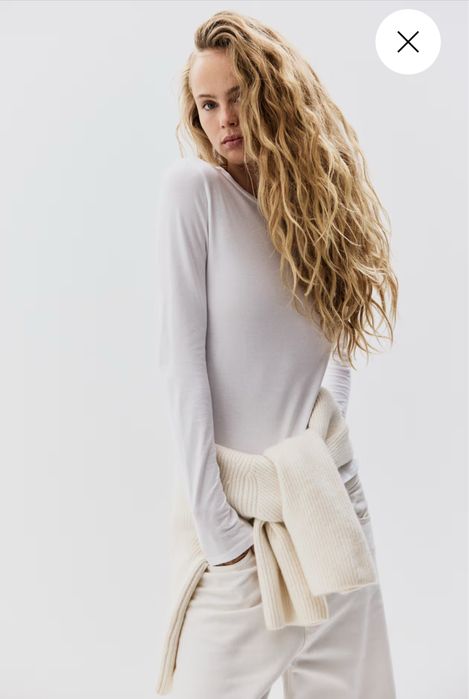 Базовий лонг лонгслів h&m білий чорний XS S M