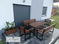 Meble ogrodowe LOFT&MET stół + 2 ławki + 2 krzesła