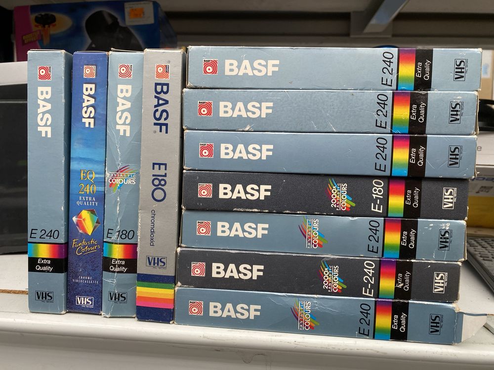 Kasety VHS BASF E180 i E240 chrome , ostatnie 11 sztuk