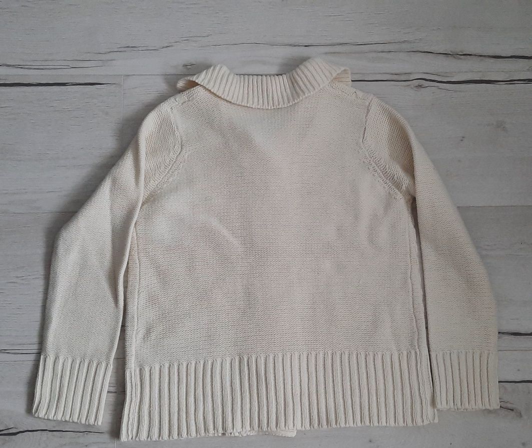 Zimowy swetr rozpinany kremowy  M/L