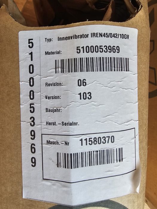 Wibrator pogrążalny Wacker IREN 45/042/10,F-VAT buława do betonu Nowa!
