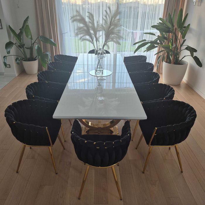 Krzesła tapicerowane glamour welur komplet 6