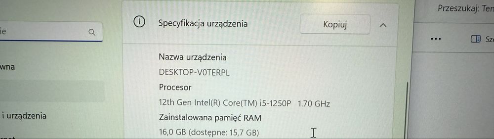 Ladny Laptop Lenovo ThinkPad i5 12 Gen 16GB 250GB