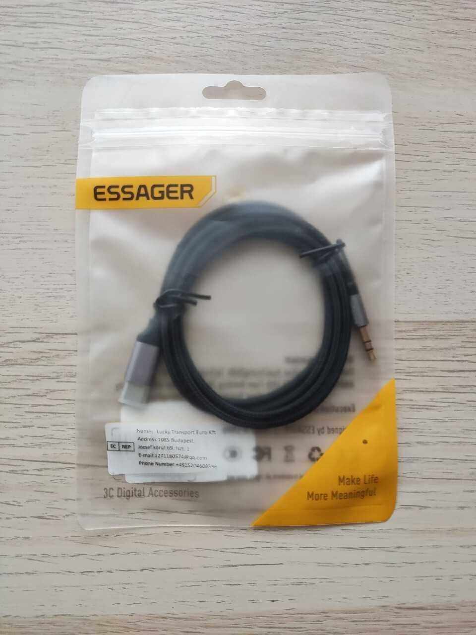 Przejściówka USB-C do Jack 3,5mm Przewód 1m Kabel Adapter Tel. + Radio