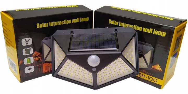 Lampka solarna 100led 2 SZTUKI lampa z czujnikiem ruchu zmierzchu f