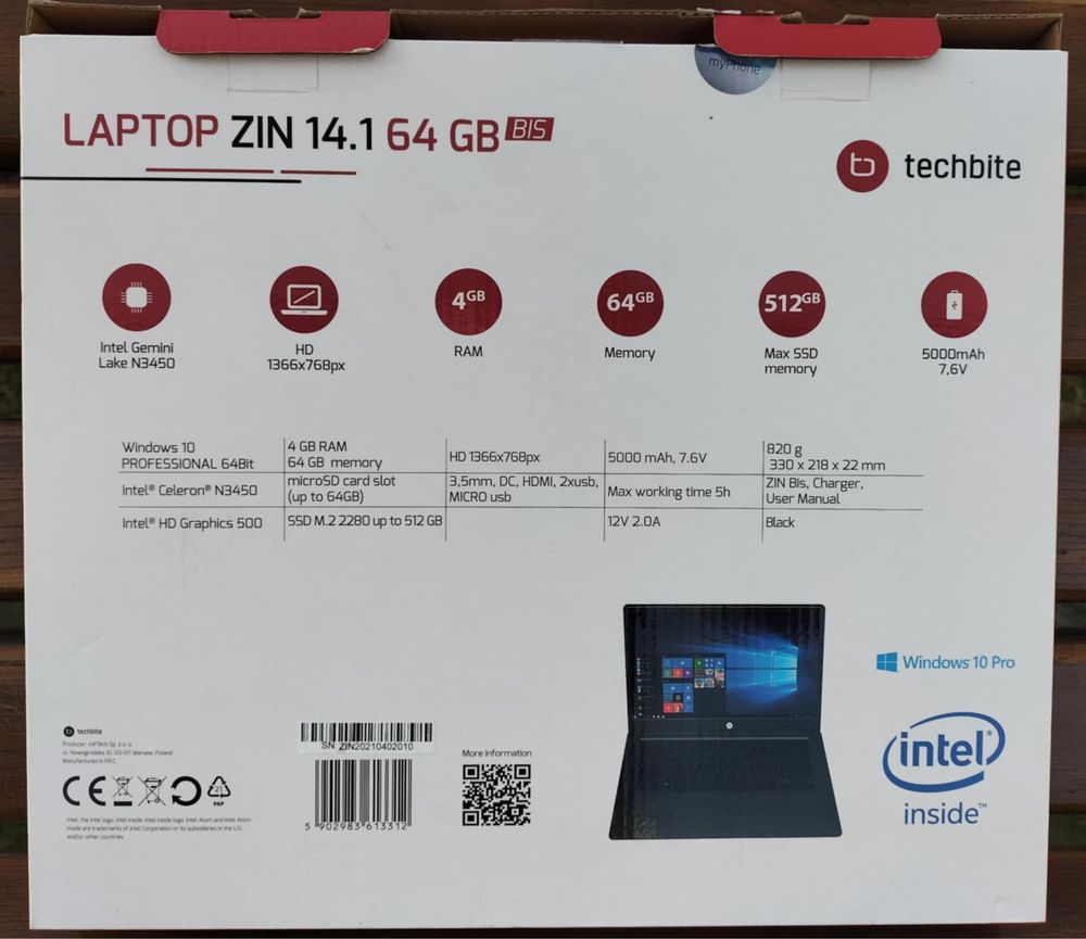Новий ноутбук "techBit ZIN 14,1"64gb BIS"