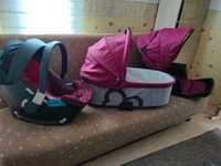 Wózek 3 w 1, różowy, dla dziewczynki, nosidełko, gondola i spacerówka