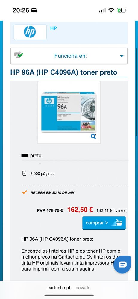 Toner preto HP 96A ( HP C4096A)