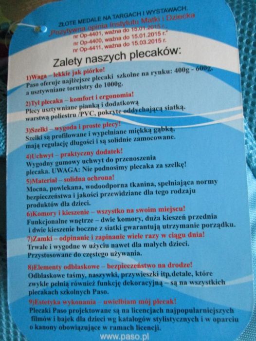 "Nowy plecak A4 szkolny PASO Myszka Minni, kolor różowy"