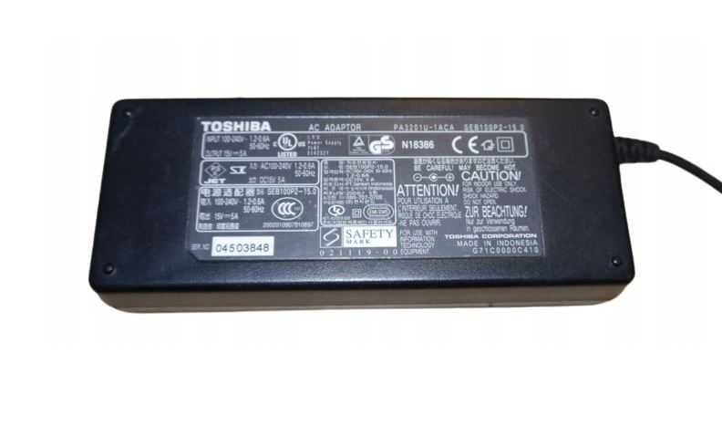 ZASILACZ TOSHIBA 15V 5A 75W WTYK 6,3X3,0 mm PA3201U (syg.X5R)