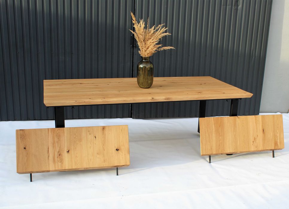 Stół masywny loft koza rozkładany szufladowo pod wymiar dąb 220cm