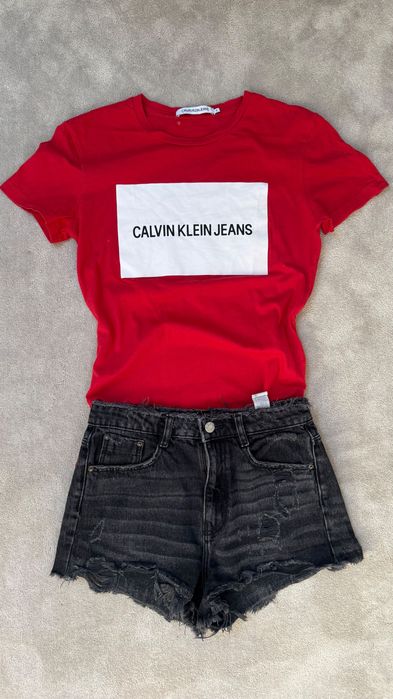 Calvin Klein jeans koszulka T-shirt red czerwona S