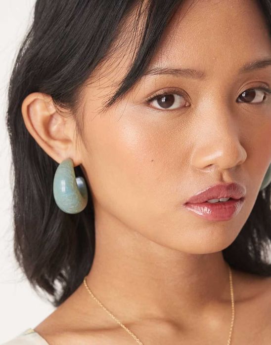 Сережки ASOS DESIGN | Hoop Earrings in Sage Green