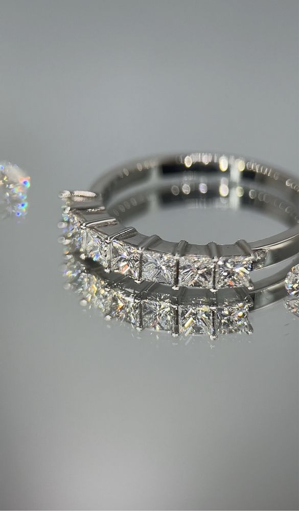 Каблучка з діамантами 0.80ct принцеси кольцо с бриллиантами дорожка