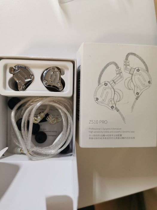 Słuchawki przewodowe dokanałowe KZ ZS10 Pro srebrne