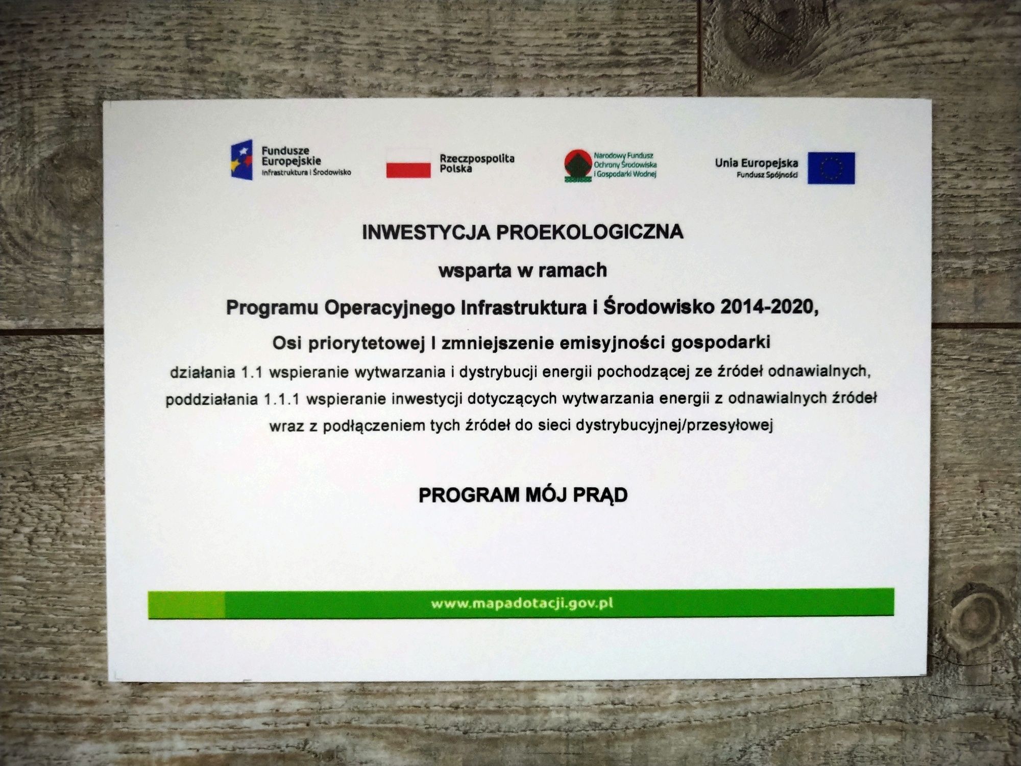 Tabliczka program mój prąd