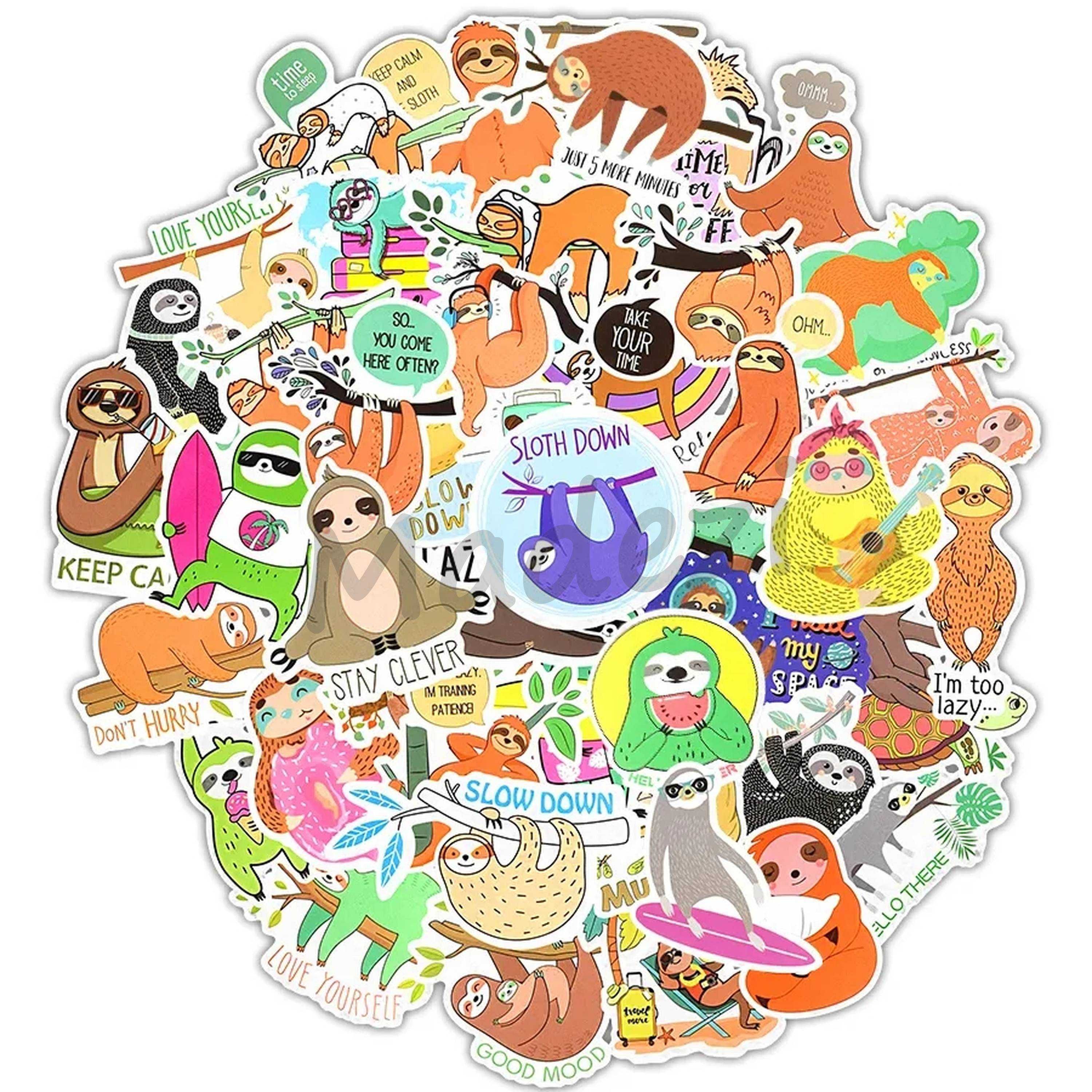 50szt Naklejki Leniwce leniwiec śmieszne napisy STICKER MIX