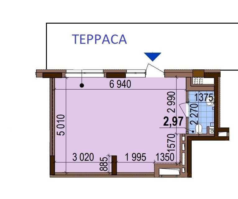 ЖК Варшавский. Фасадное помещение "Open Space" 36 м2