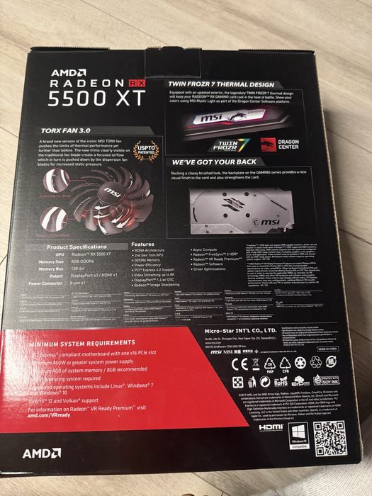 Karta graficzna AMD Rx Radeon 5500 xt 8 GB