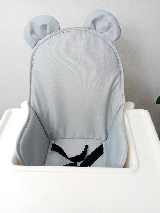 Wkładka, poduszka do krzesełka Antilop Ikea miś z uszkami-szary