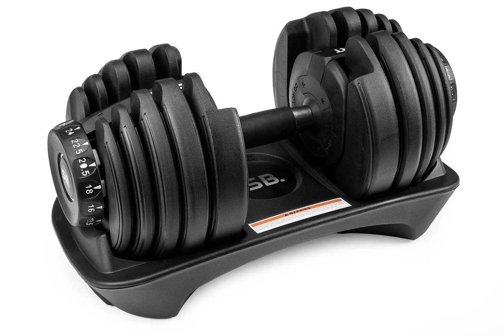 Hantla regulowana 24kg z podstawą HANTLE odważnik Hantel gumowany BDG