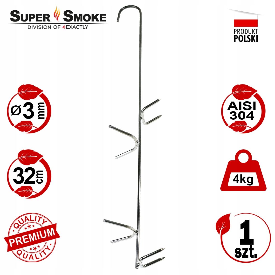 Hak Wędzarniczy Super Smoke do węgorza 32cm Premium