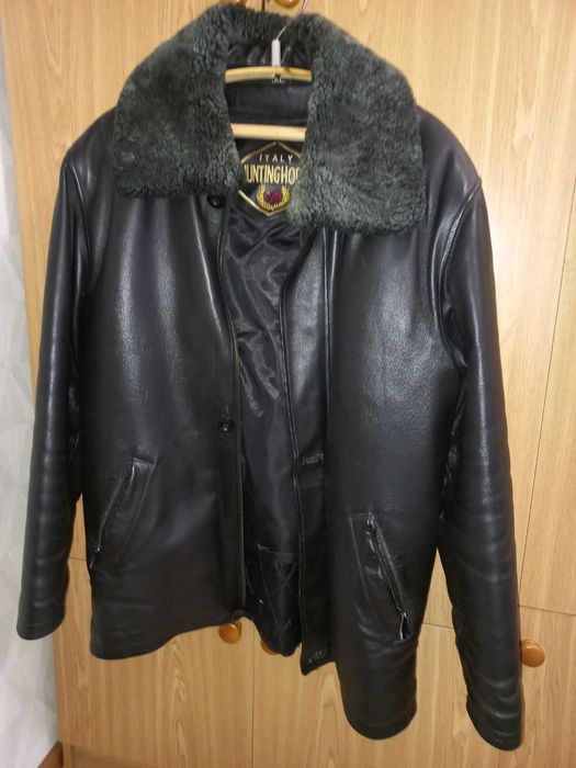 Зимняя кожаная мужская куртка