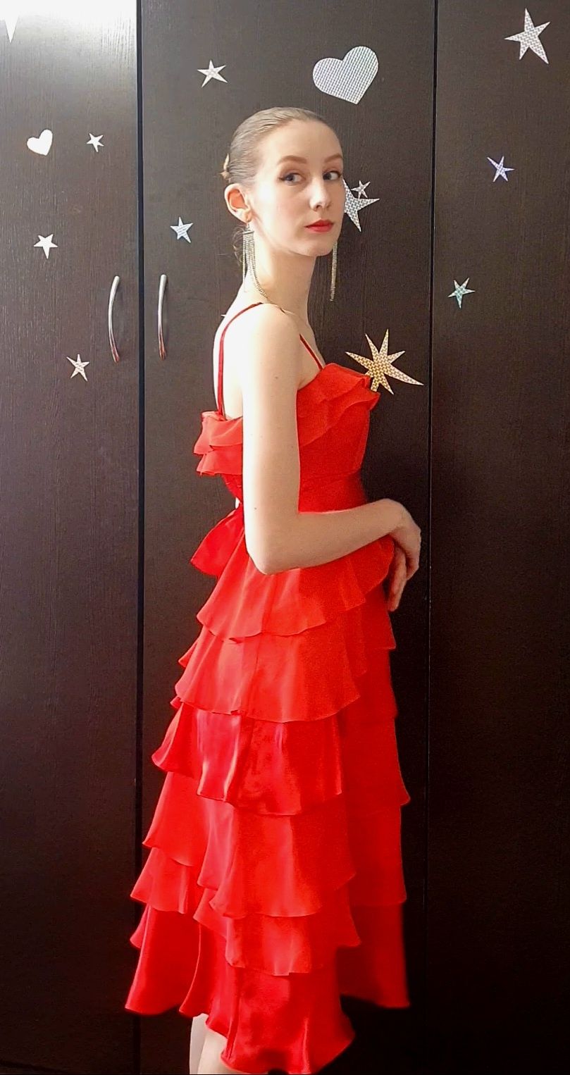 Сукня червона атласна плаття Monsoon