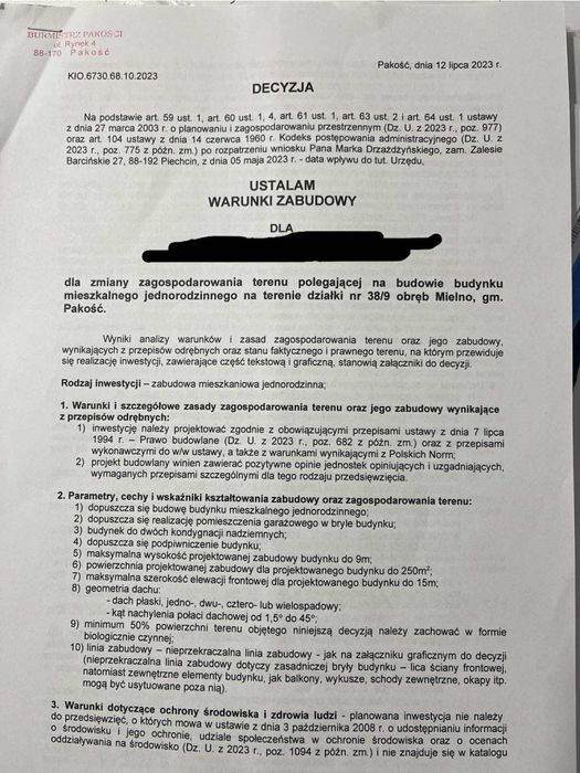 Działka Mielno gmina Pakość