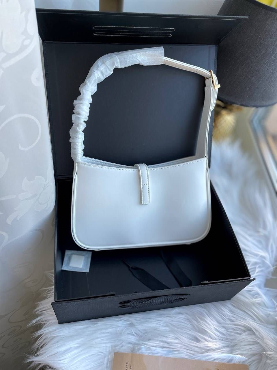 Біла жіноча сумка YSL premium натуральна шкіра