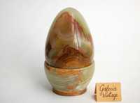 Duże jajko z kamienia z podstawką, onyks pakistański, pisanka 11 cm