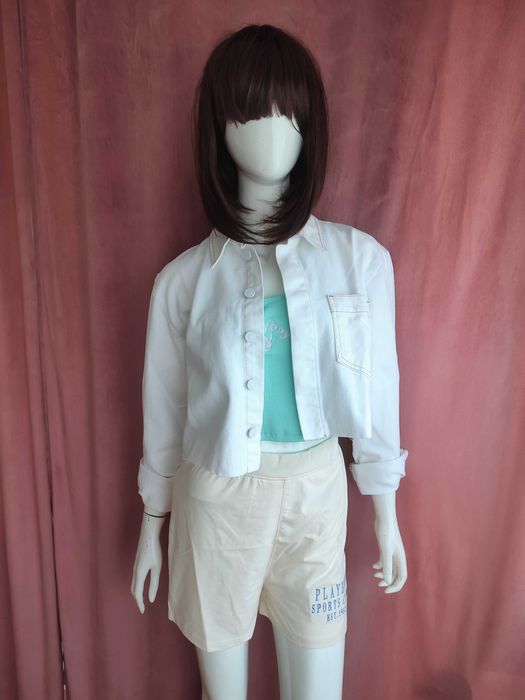 Kurtka jeansowa biała krótka damska r. 38