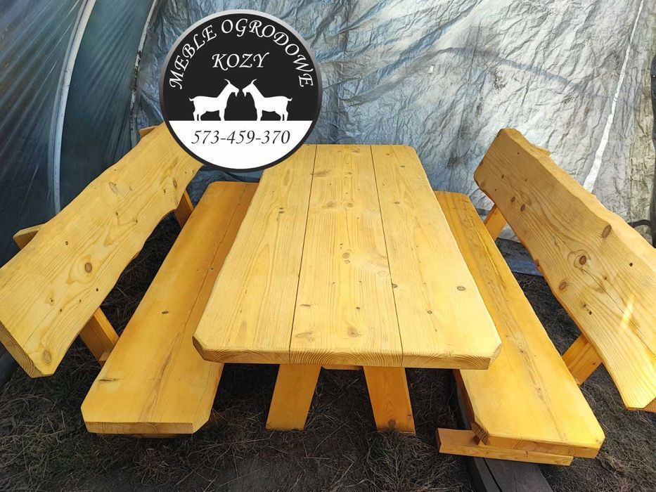 NOWE CENY! Meble ogrodowe drewniane góralskie. Lite drewno ławka stół