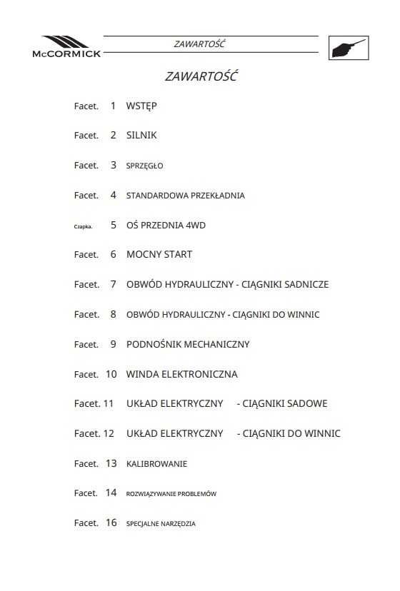 Instrukcja napraw mc cormick F 60, F 70, F75, F80, F85, F95, F105 PL
