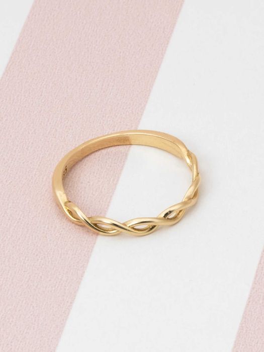 Złoty pierścionek pleciony, delikatny wzór nieskończoności