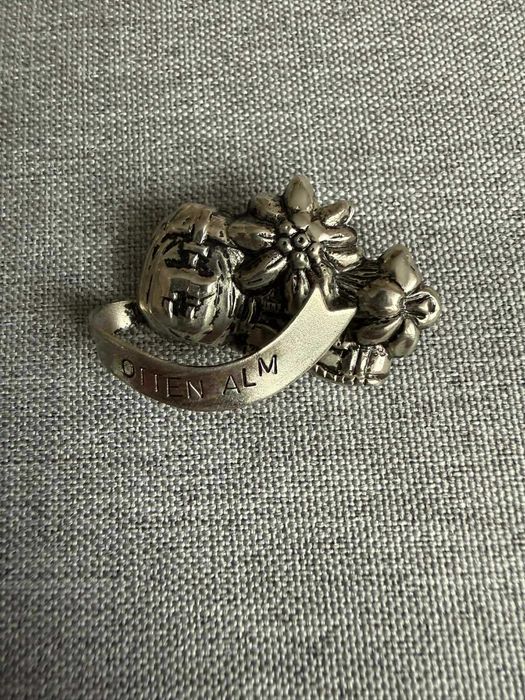 Alpejska Przypinka Otten Alm Edelweiss Pewter Souvenir Austria