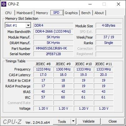 hynix DDR4 4Gb PC4-2666V (HMA851S6JJR6N-VK) оперативна пам'ять