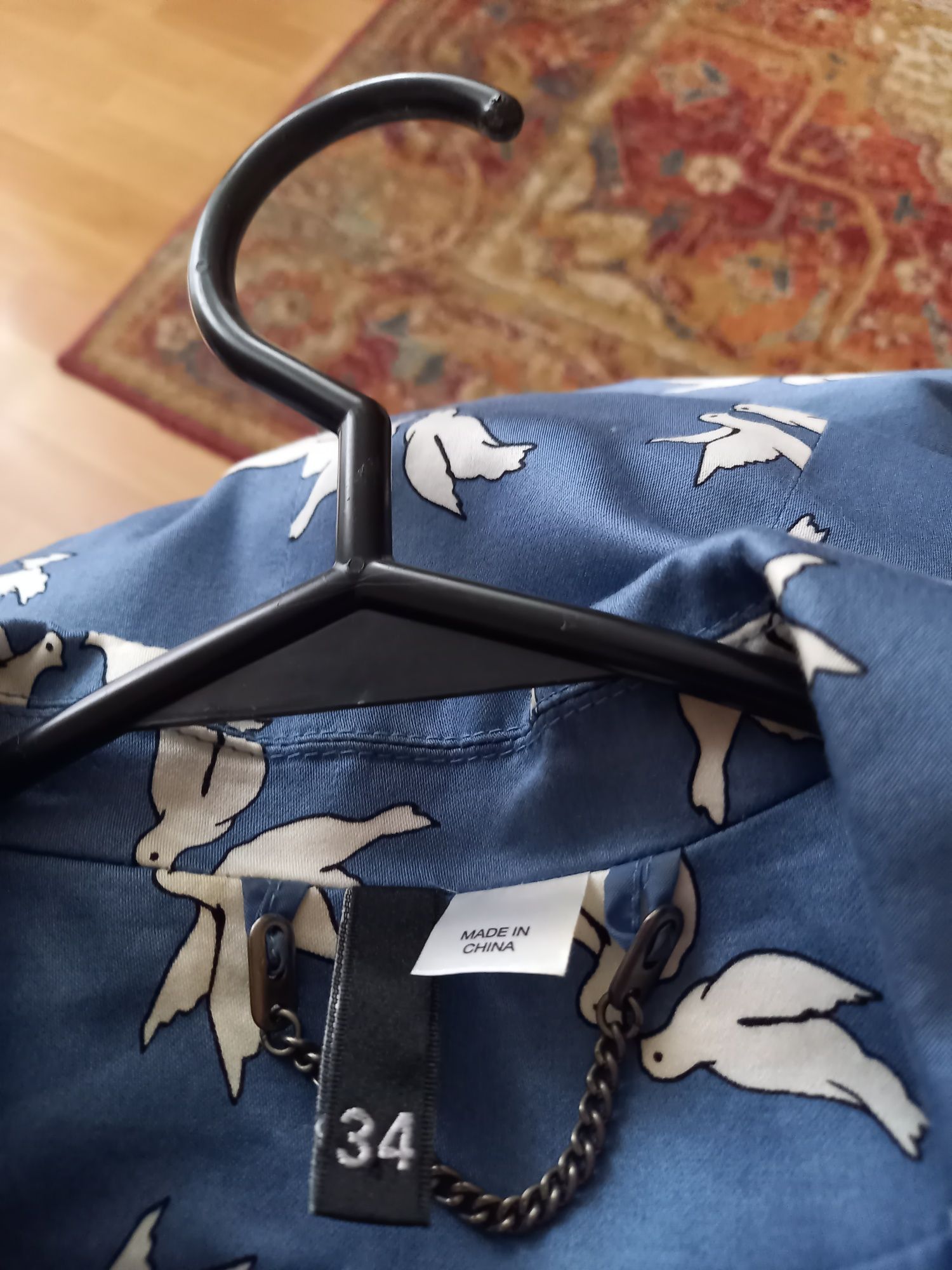 Śliczna  niebieska w białe mewy marynarka rozmiar 34 H&M