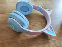 Słuchawki bluetooth dla dziecka świecące kocie uszy - różowe