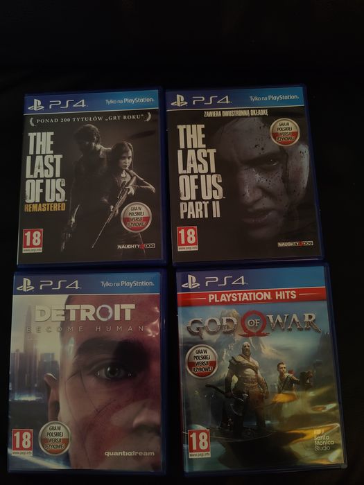 The last of us part 1 part 2, Detroit become human, god of war