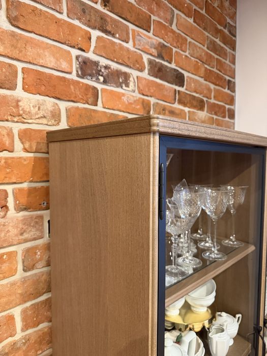 Ikea Lanesund witryna szklane drzwi drewno dab