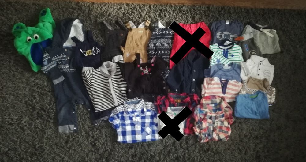 Paczka ubrań dla chłopaka 68-74 spodnie ogrodniczki koszule