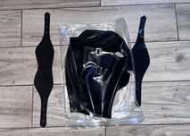 953B/ Teatr Foto Sesja maska latex lateks dwie klapki M/L czarna zamek