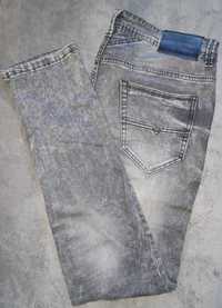 Spodnie jeans slim męskie szare cieniowane rozm 32/46