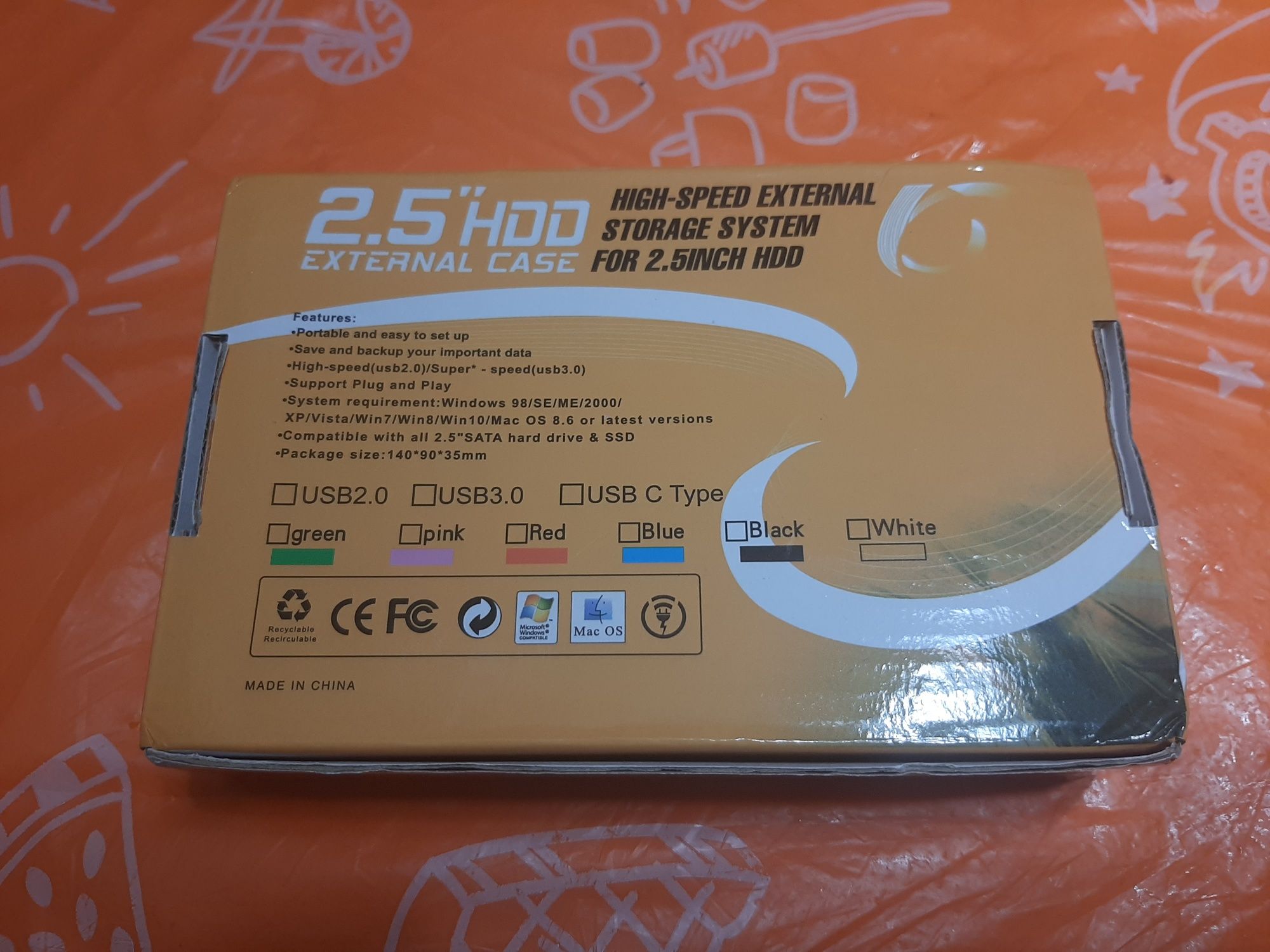 Карман для HDD SSD 2.5" USB 3.0 прозрачный, новый