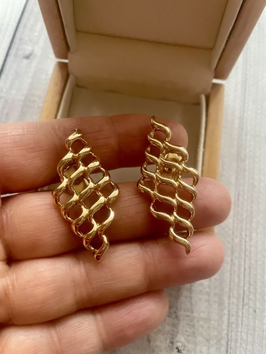 Avon вінтажні сережки ромби золотисті американський вінтаж