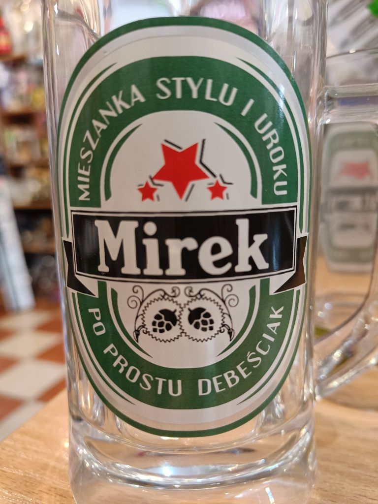 Kufel szklany z imieniem Mirek, prezent dla Mirka