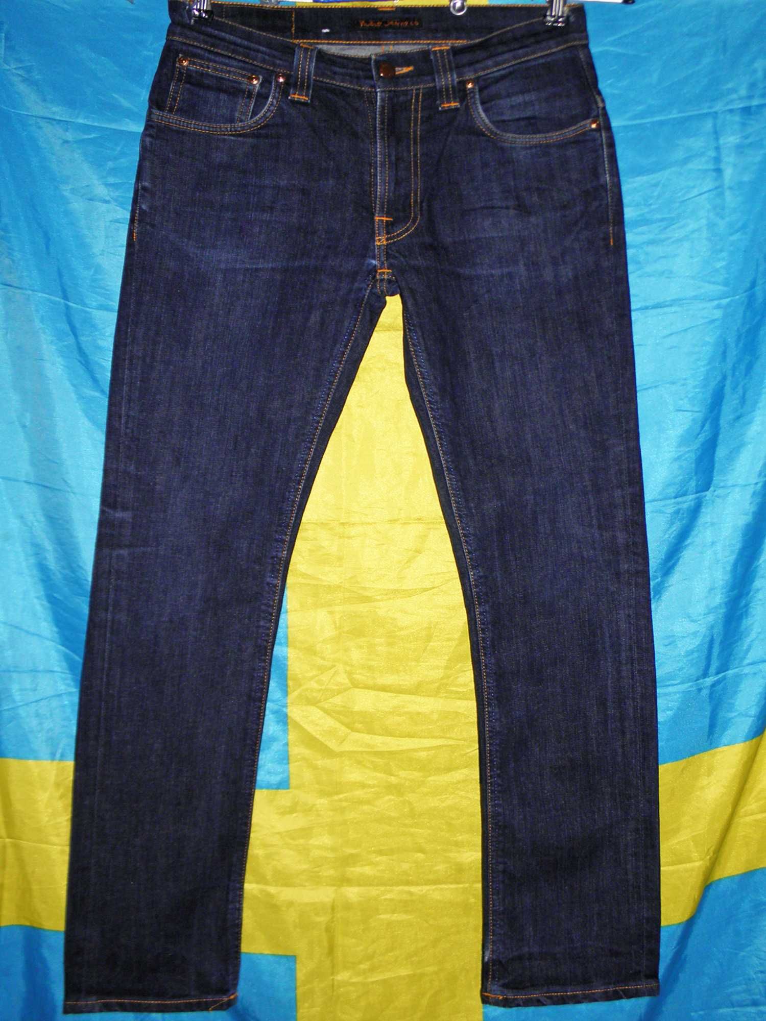 джинсы nudie w30 l32 синие thin finn levis slim