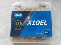 Łańcuch rowerowy KMC X10EL złoty SPINKA 10rz Ti-N GOLD 5,9 - 6,2 mm